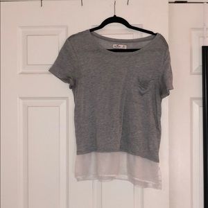 Gray tee with white sheer bottom